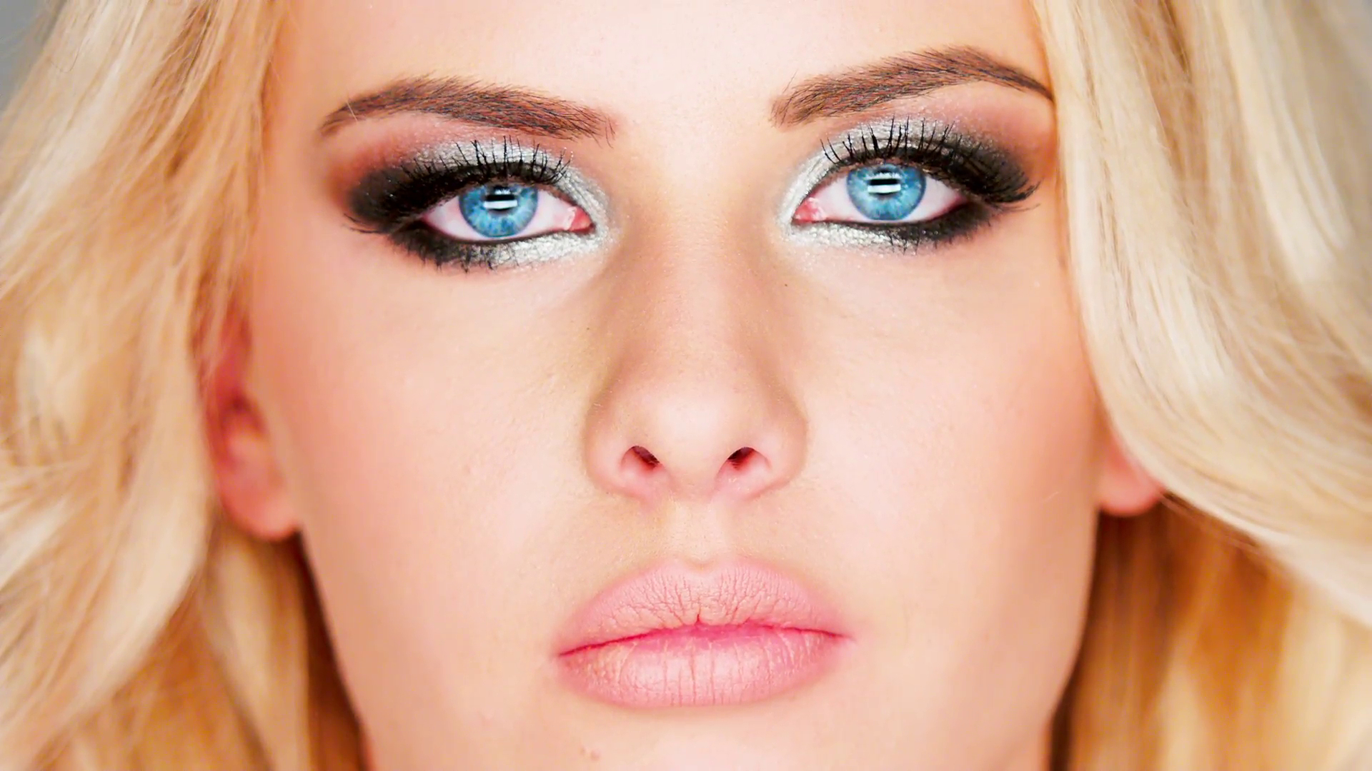 Heavy Eye Makeup Beautiful Pensive Blue Eyed Blond W