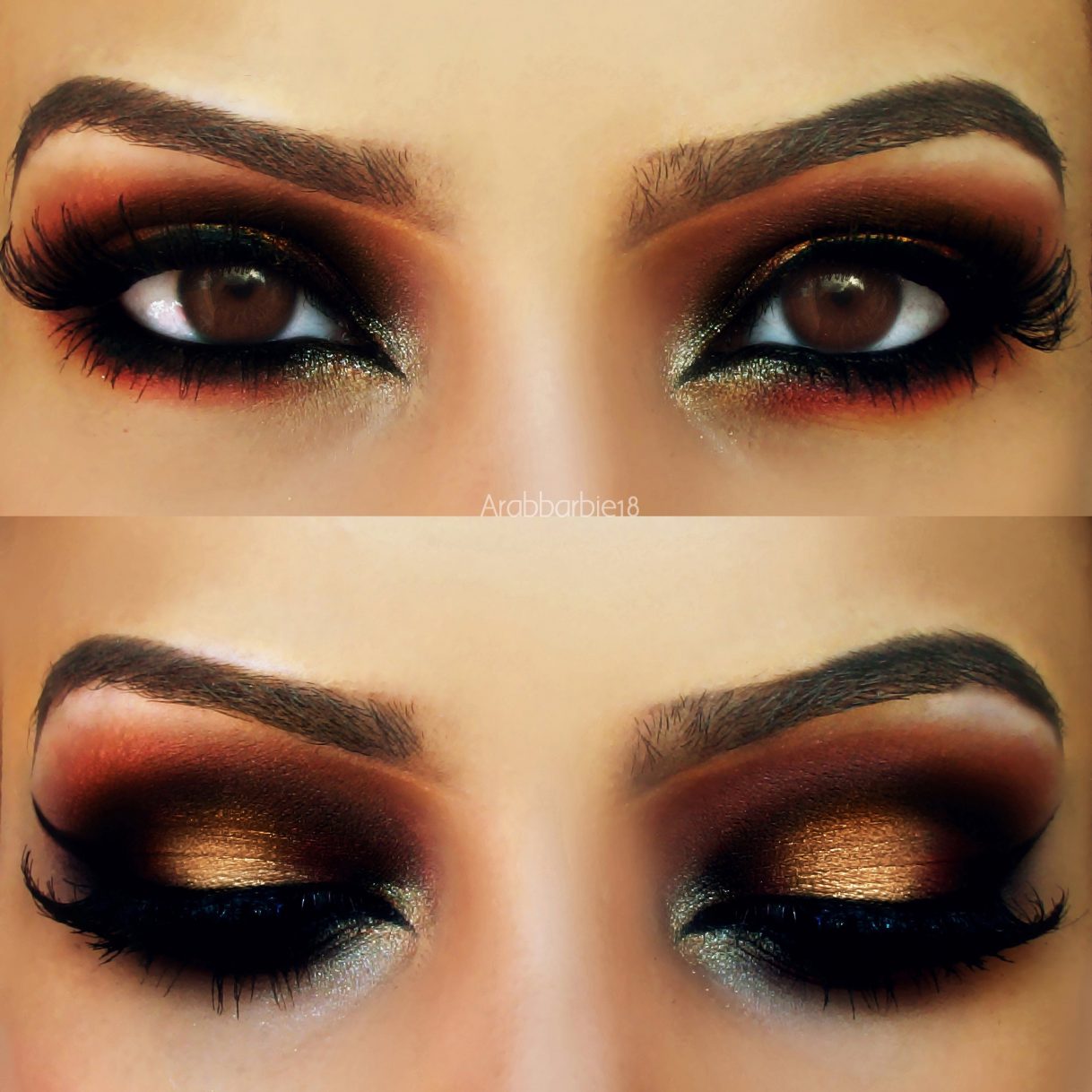 Arab Eye Makeup Makeup For Brown Eyes Gold And Red Arabic Look Warm Tones To