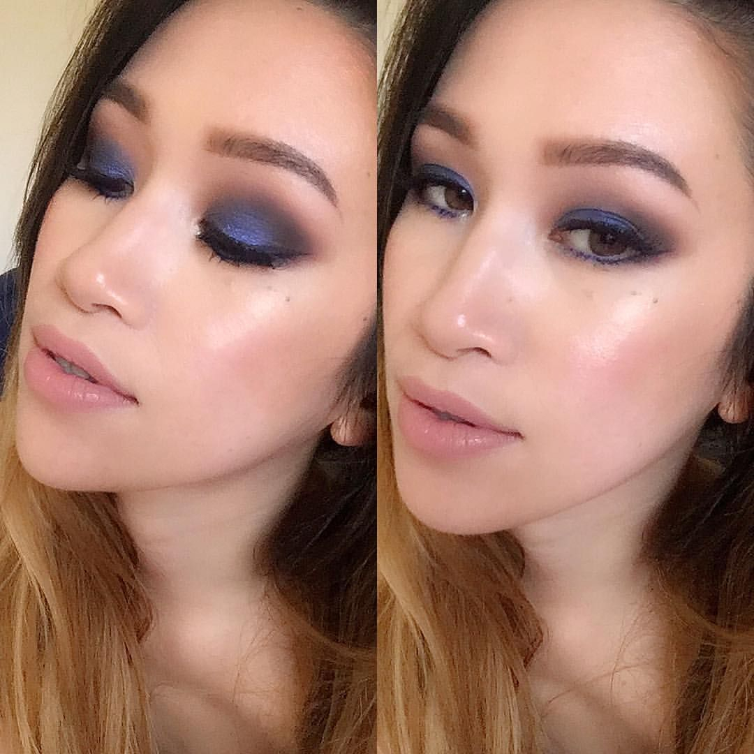 Asian Eyes Makeup Smokey Blue Eyeshadow On Filipinaasian Eyes With A Nude Lip My