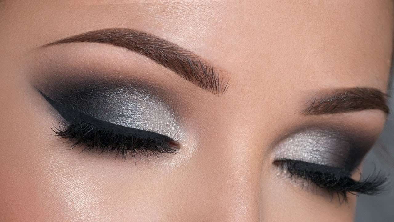 Black And Silver Eye Makeup Night Out Makeup Tutorial Black Silver Smokey Eye Youtube