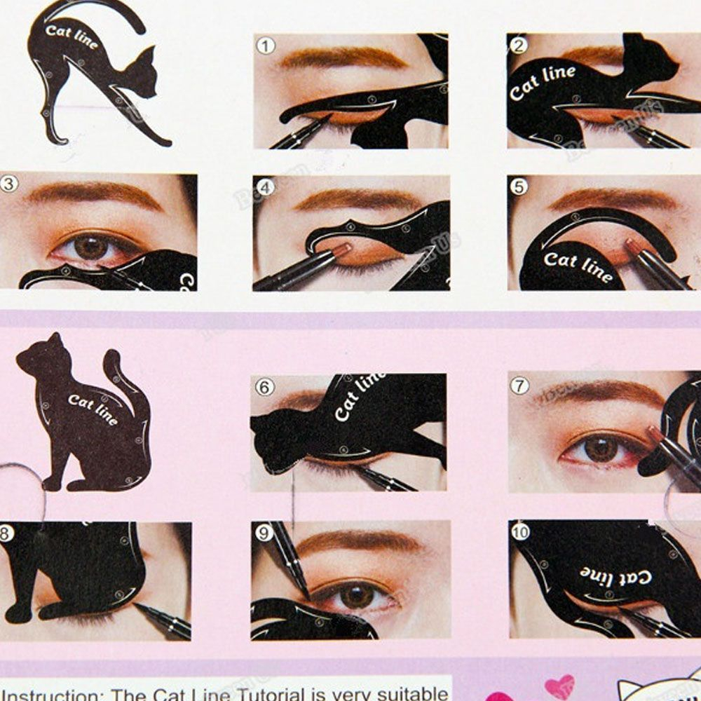 Black Cat Eye Makeup 2pcsset New Fashion Cosmetic Black Cat Eyeliner Eyeshadow Stencils