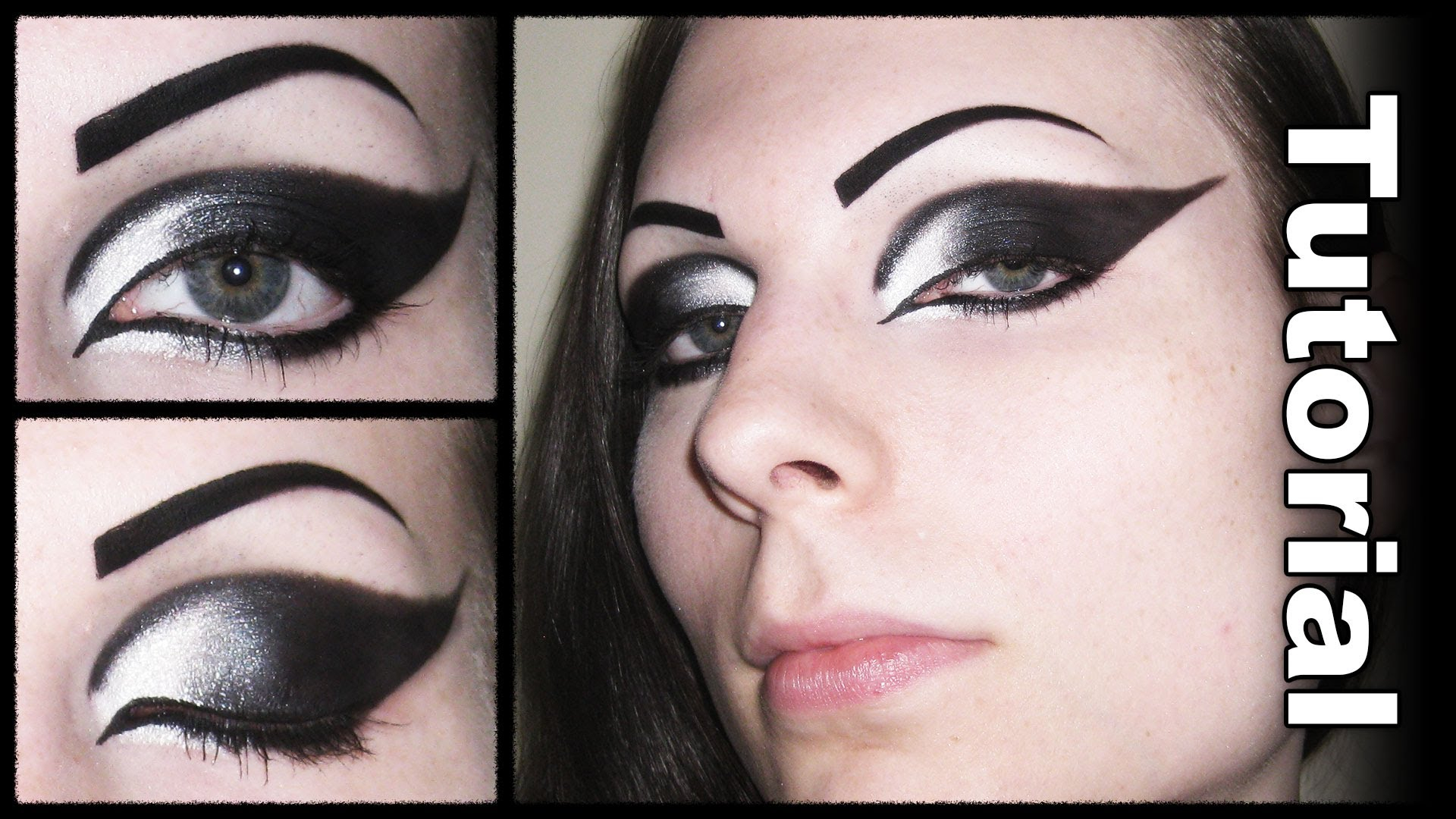 Black Cat Eye Makeup Dramatic Gothic White To Black Extended Winged Cat Eye Makeup Tutorial