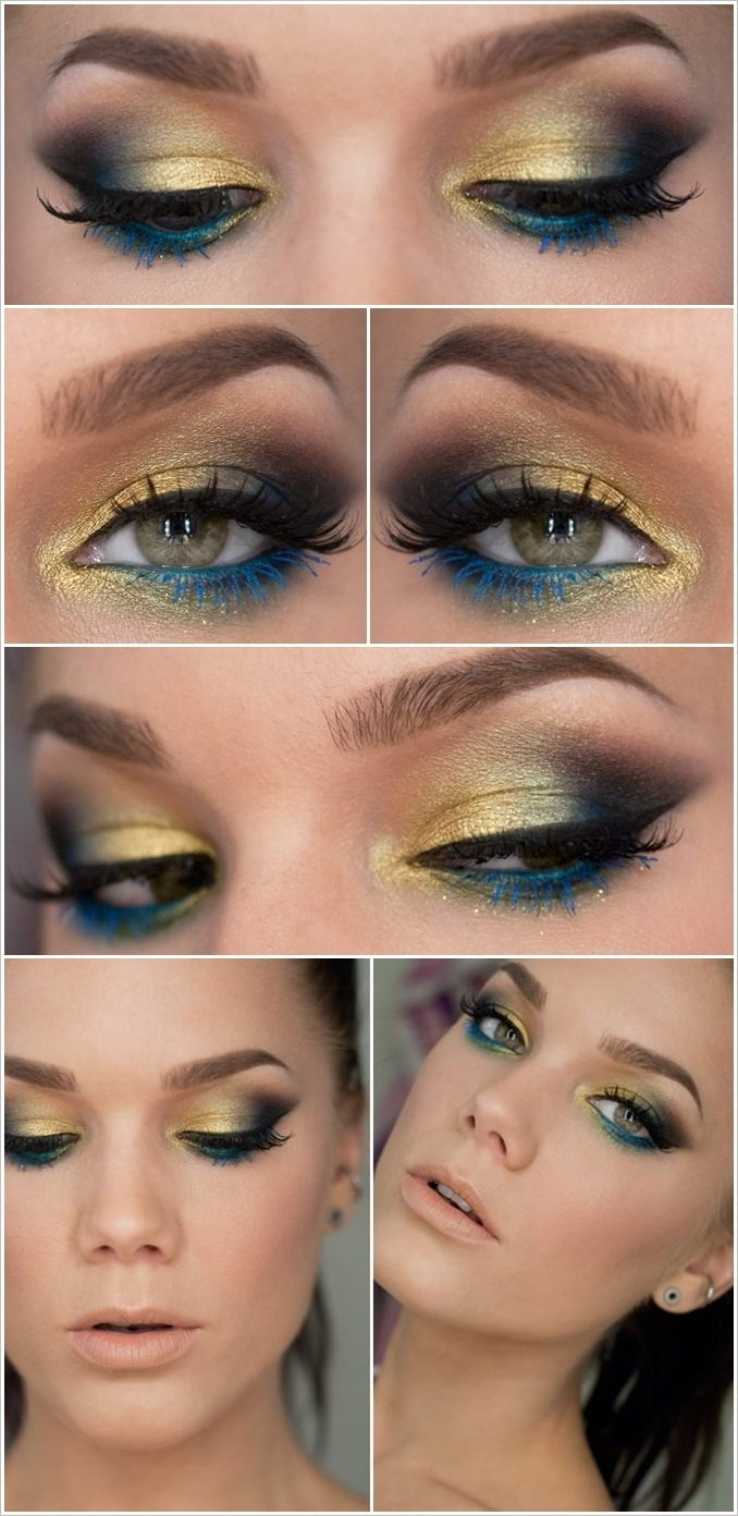 Blue And Gold Eye Makeup Alluring Blue And Gold Eye Makeup Ideas For You