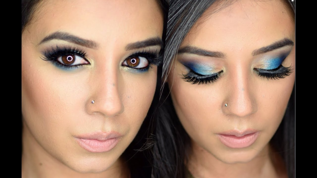 Blue And Gold Eye Makeup Blue And Gold Makeup Look Youtube
