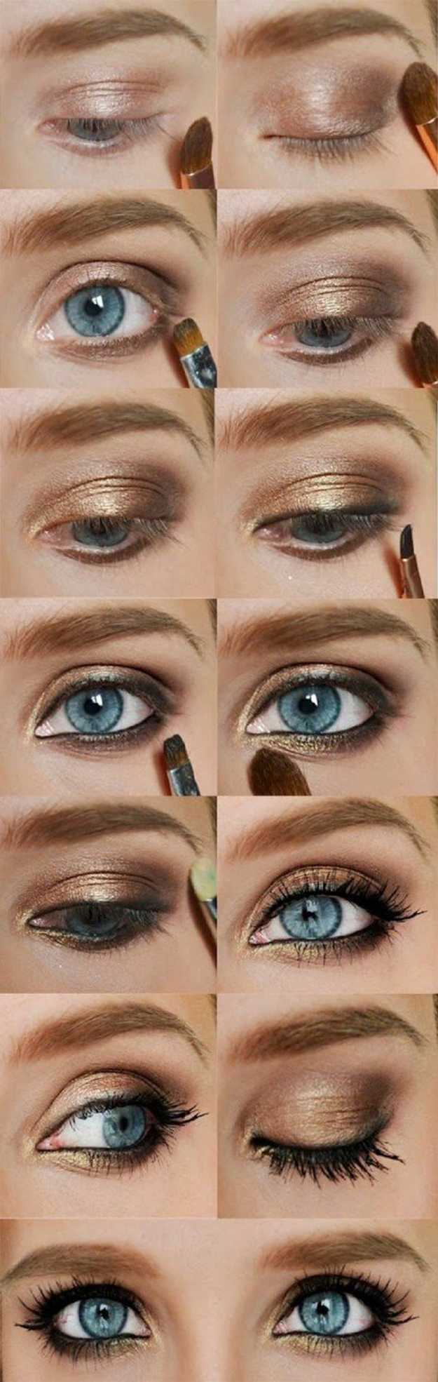 Blue And Gold Eye Makeup Colorful Eyeshadow Tutorials For Blue Eyes Makeup Tutorials