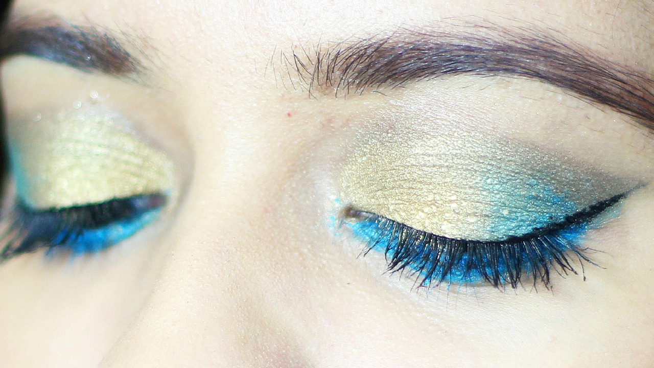 Blue And Gold Eye Makeup Peacock Eyes Gold And Blue Eye Makeup Debasree Banerjee
