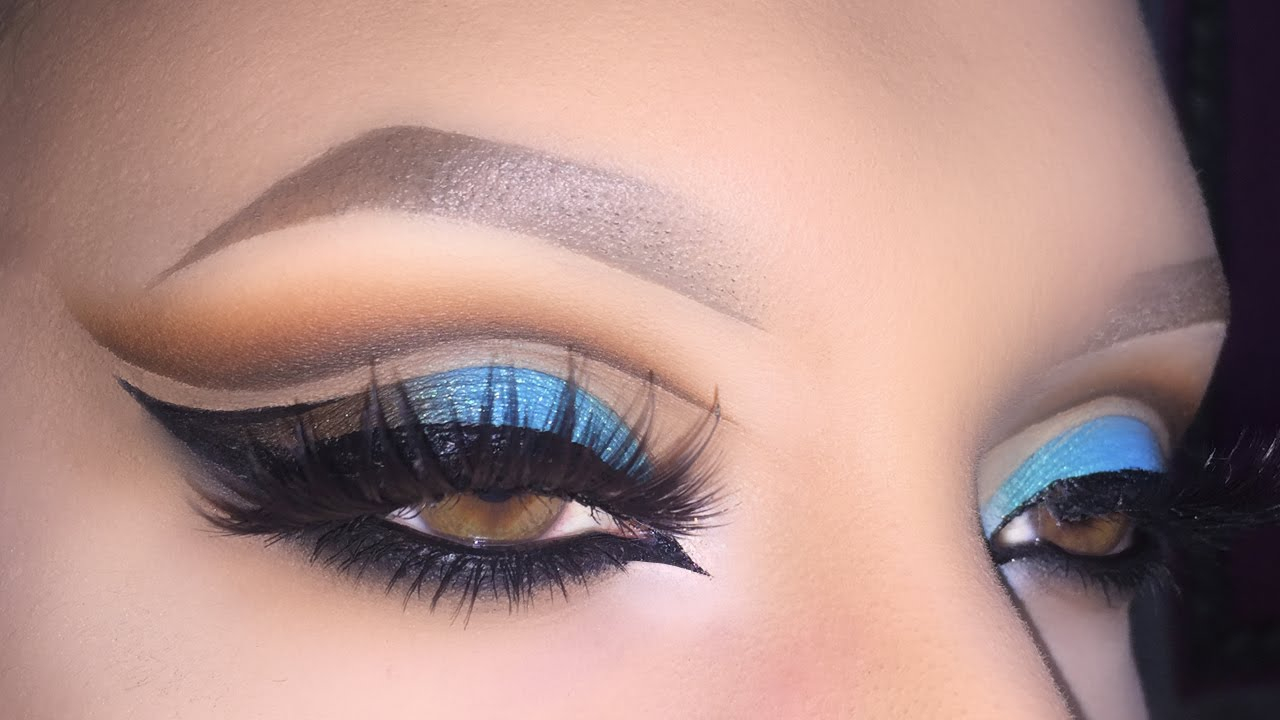 Blue Arabic Eye Makeup Sexy Arabic Peacock Cut Crease Makeup Tutorial Arabian Bridal