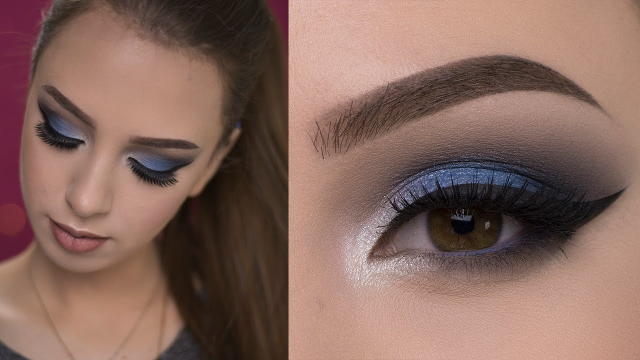 Blue Eyes Dark Makeup Dramatic Blue Smokey Eye Makeup Tutorial Youtube