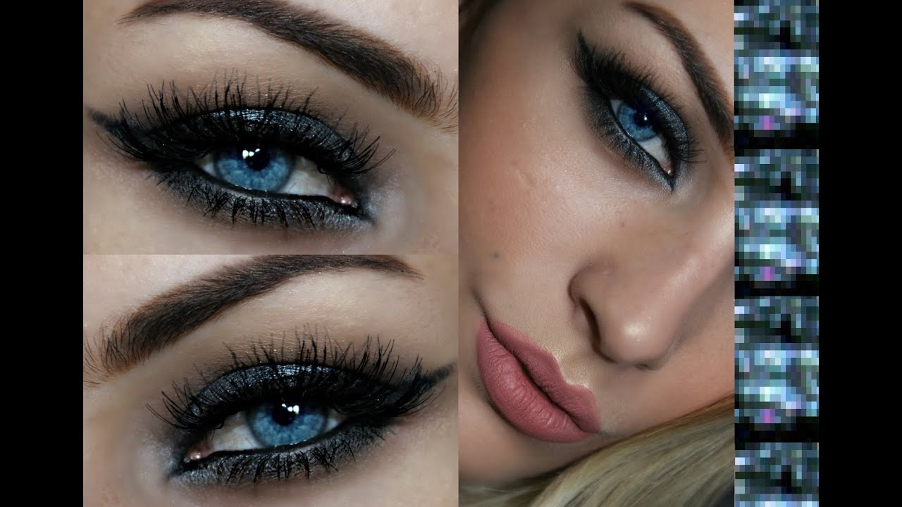 Blue Eyes Dark Makeup Eyeshadow For Blue Eyes Silver Smokey Eye Tutorial Youtube