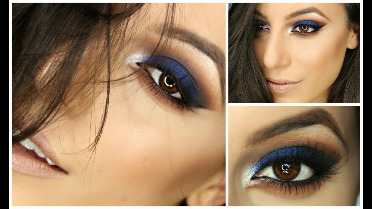 Blue Eyes Dark Makeup Navy Blue Smokey Eye Full Make Up Tutorial Youtube