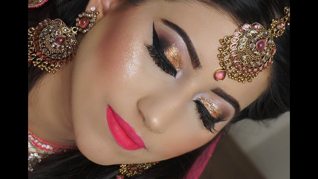 Bridal Eye Makeup Real Bride Engagementnikaah Asian Bridal Makeup Gold Smokey