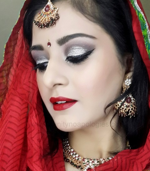 Bridal Red Eye Makeup Indian Bridal Makeup Silver Red Tutorialvanitynoapologiesindian