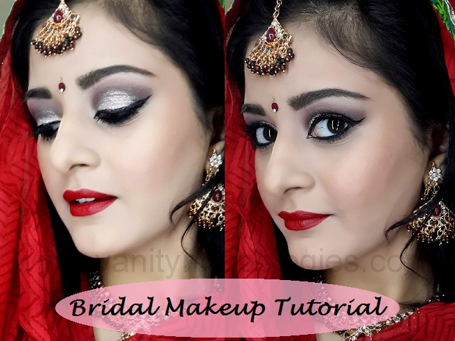 Bridal Red Eye Makeup Tutorial Indianpakistani Bridal Makeup Look Dramatic Smokey Silver