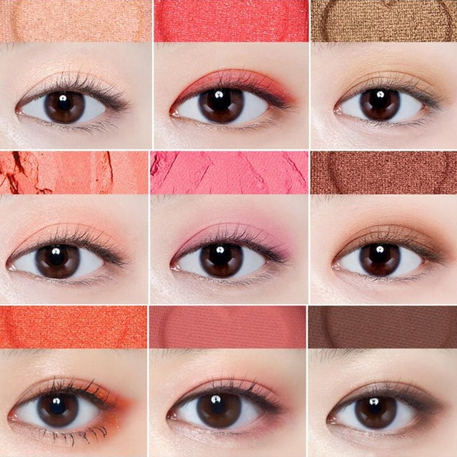 Bright Color Eye Makeup 9 Colorsset Eye Make Up Heart Shape Pumpkin Color Eyeshadow Peach