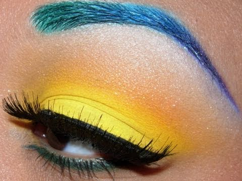 Bright Color Eye Makeup Colorful Brows And Bright Yellow Eyeshadow Tutorial Youtube