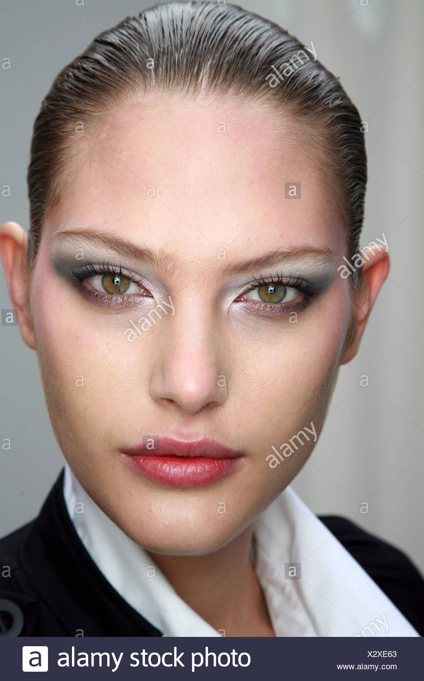 Charcoal Eye Makeup Model With Silver And Grey Eyeshadow On The Eye Lid And Charcoal