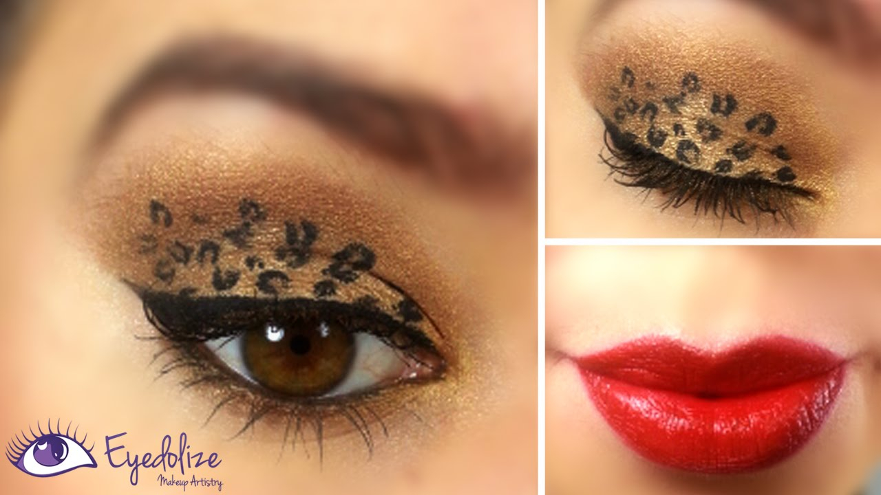 Cheetah Eye Makeup Leopard Eyeshadow Red Lips Tutorial Eyedolize Makeup Youtube