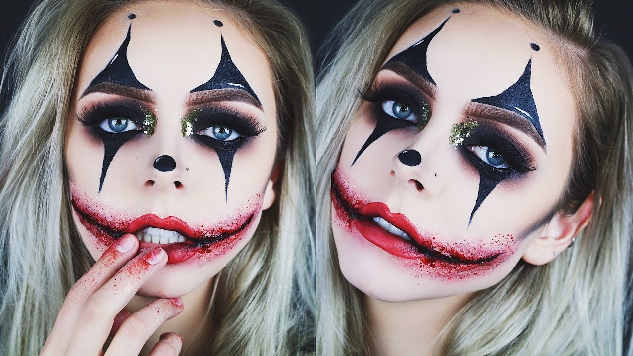 Clown Eye Makeup Creepy Glamorous Clown Halloween Makeup Youtube