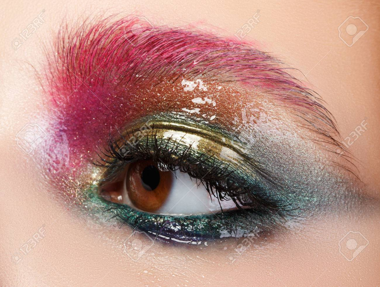 Creative Eye Makeup Modern Fashion Liquid Latex Creative Eye Makeup Macro Shot Stock