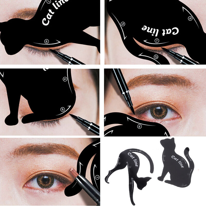 Cute Cat Eye Makeup 2pcs Cute Cat Eye Line Eyeliner Stencil Models Template Eyes Shaper