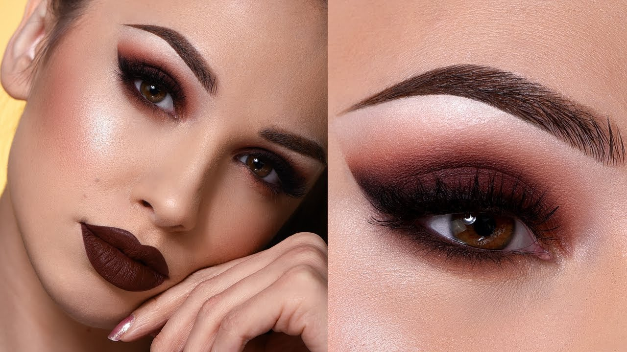 Dark Eyes Makeup Dark Brown Fall Makeup Tutorial Sultry Smokey Eye Dark Lips