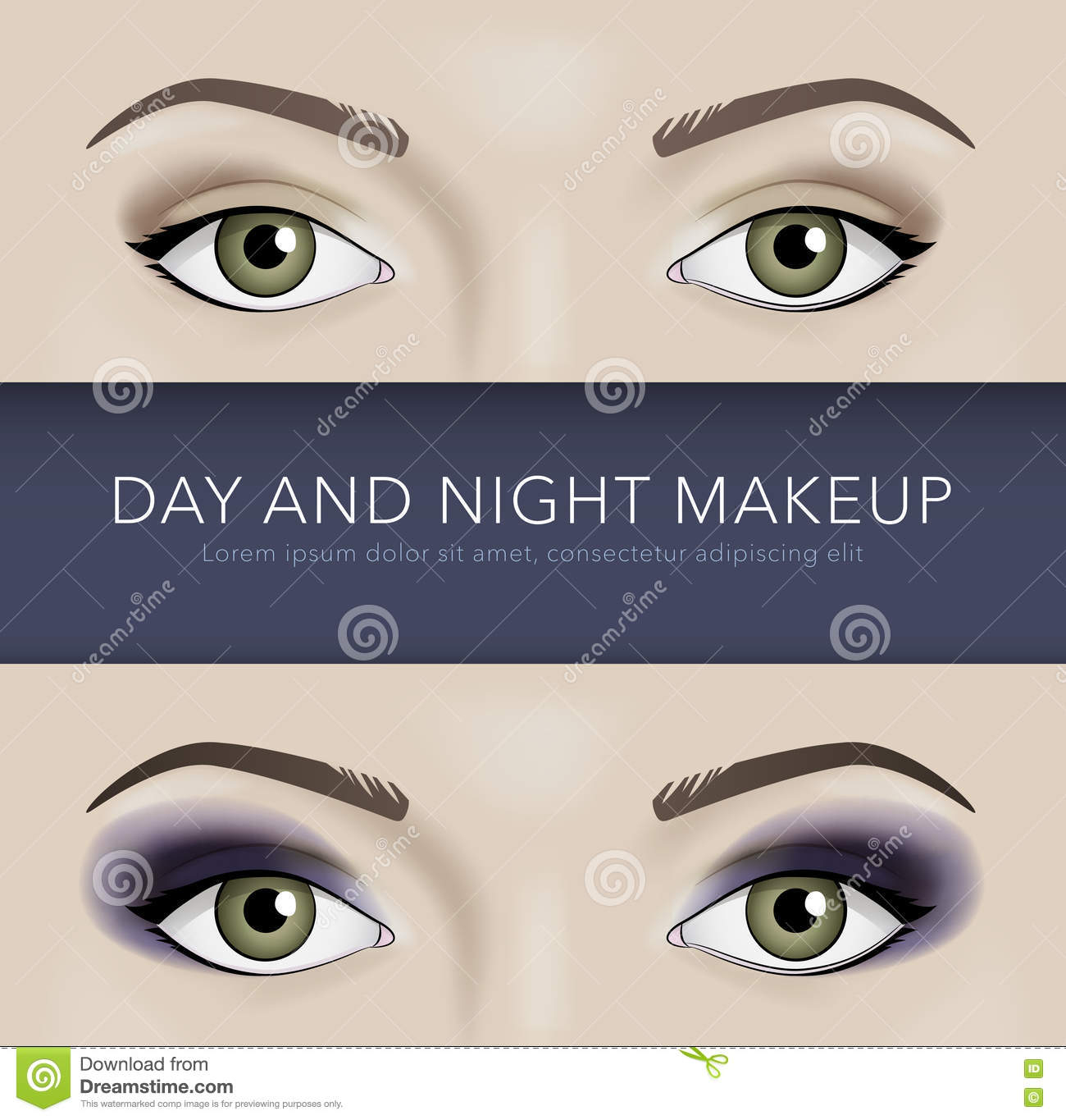 Day Eye Makeup Day And Night Eye Makeup Background Stock Vector Illustration Of
