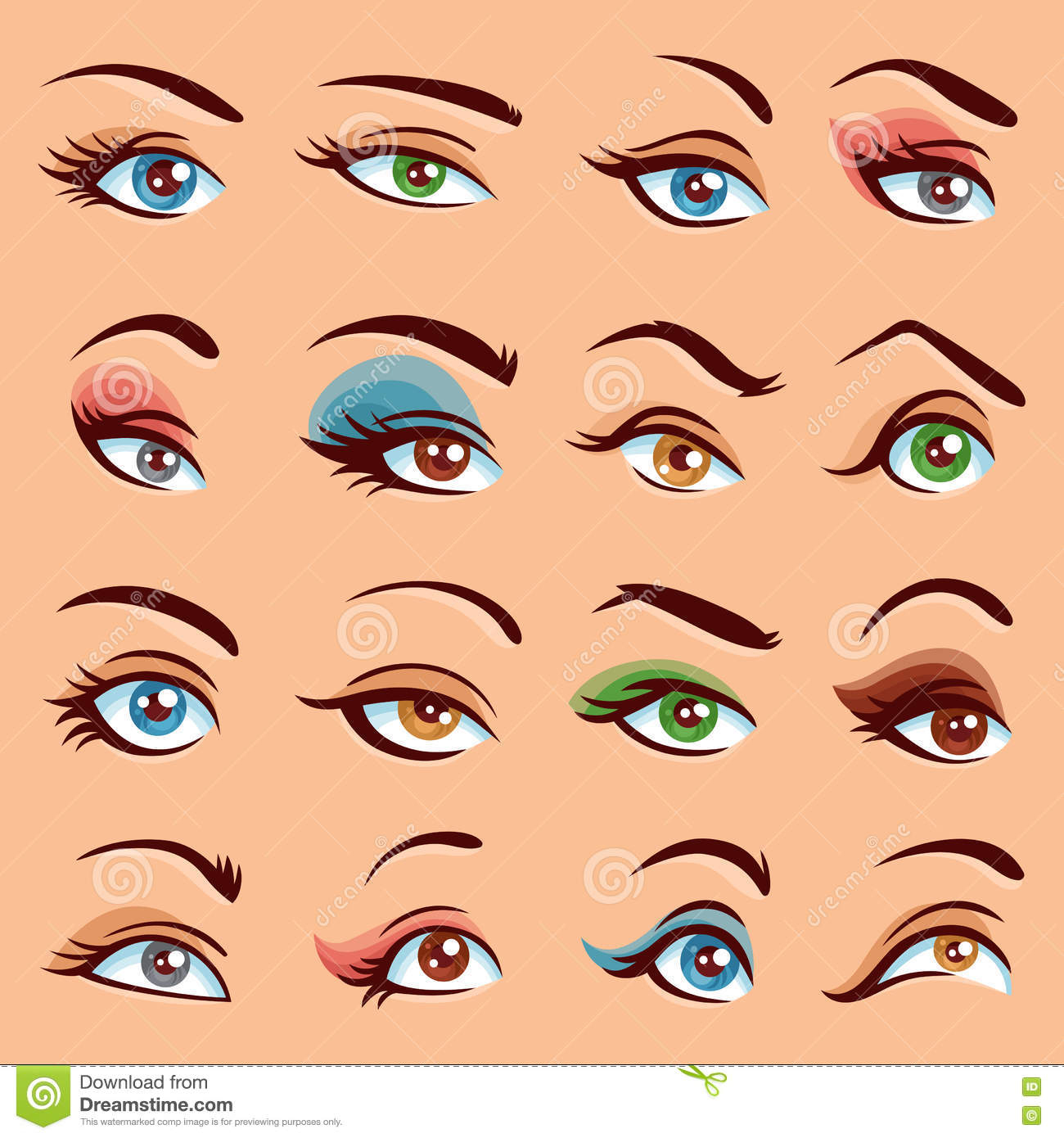 Design Of Eyes Makeup Eye Makeup Icons Set Stock Vector Illustration Of Look 73139959