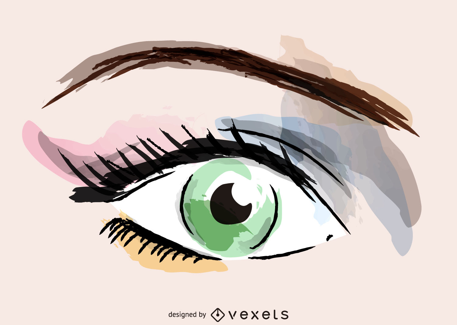 Design Of Eyes Makeup Watercolor Eye Makeup Illustration Vector Download
