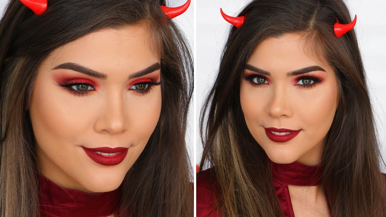 Devil Costume Eye Makeup Demon Devil Halloween Makeup Tutorial Katerina Williams Youtube