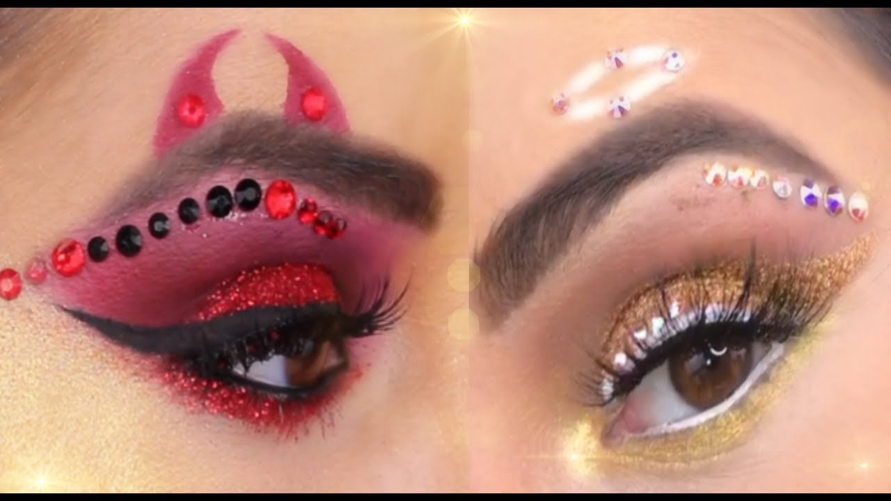 Devil Costume Eye Makeup Halloween Angel Or Devil Makeup Tutorial Youtube