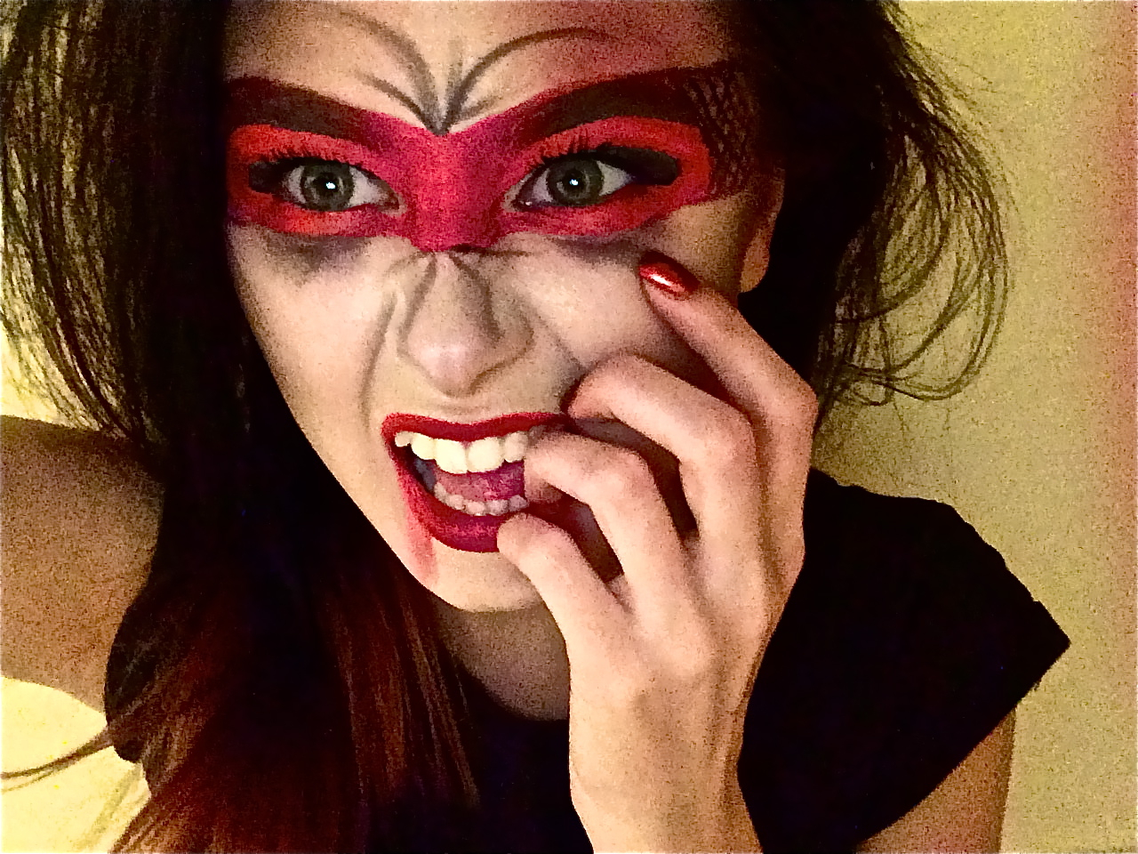 Devil Costume Eye Makeup Heres My Red Devil Masked Vombie Makeup Mashup Happy Halloween