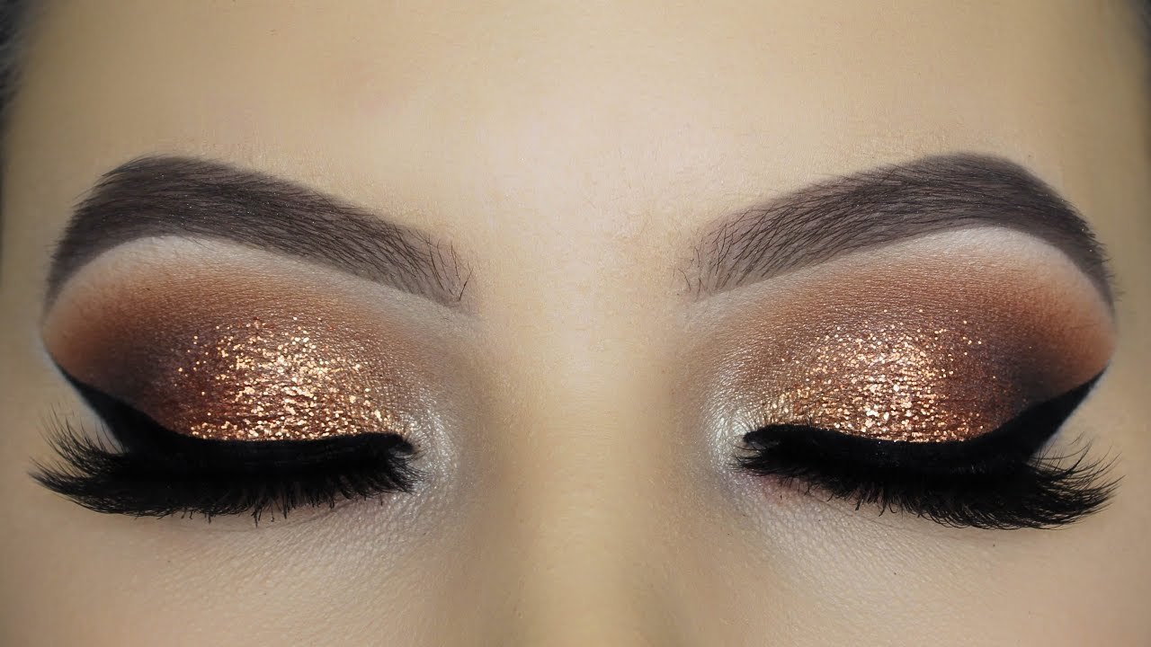 Eye Glitter Makeup Classic Golden Glitter Eye Makeup Tutorial Youtube