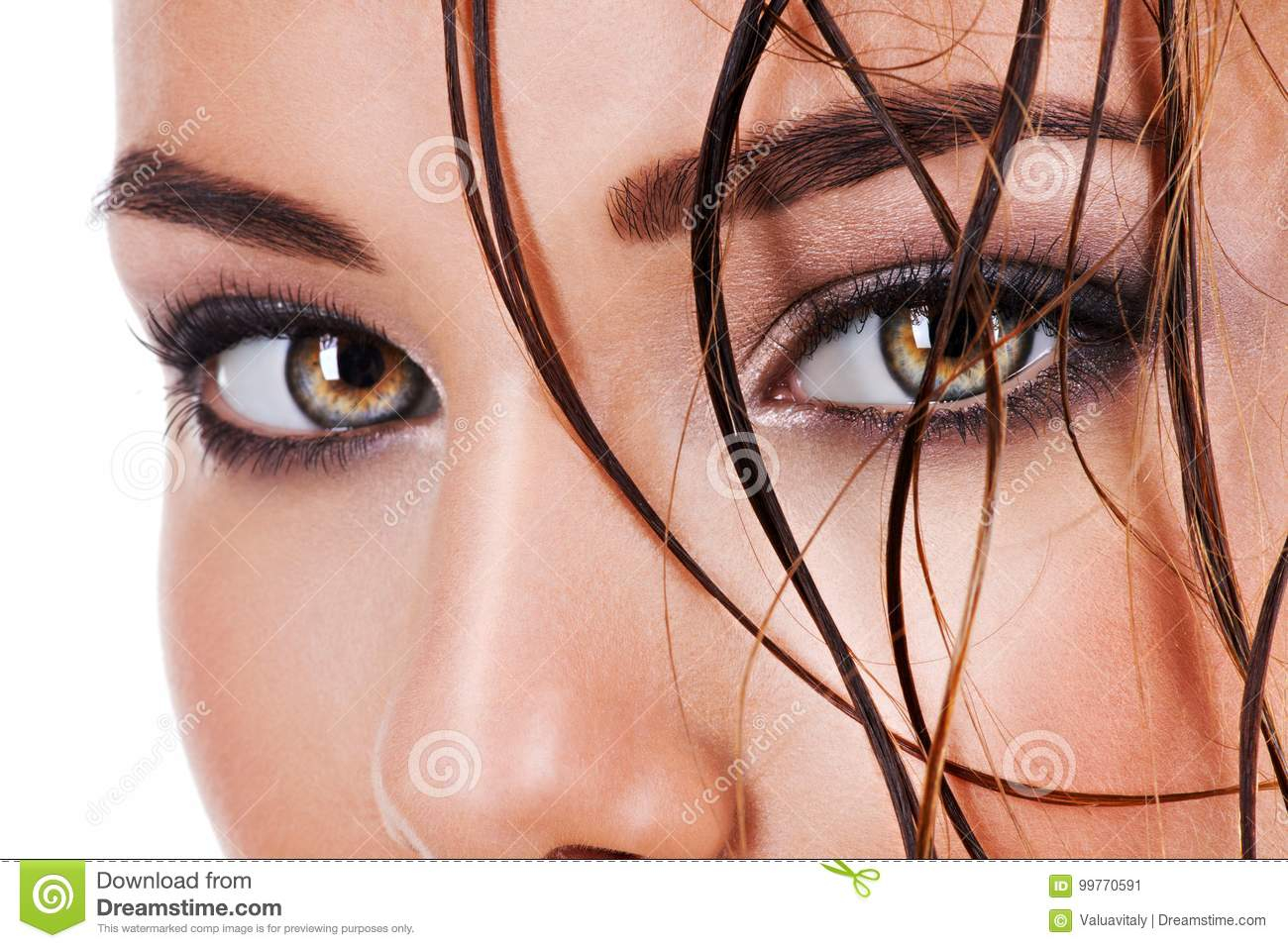 Eye Makeup For Dark Brown Eyes Beautiful Face Of A Woman With Dark Brown Eye Makeup Stock Image