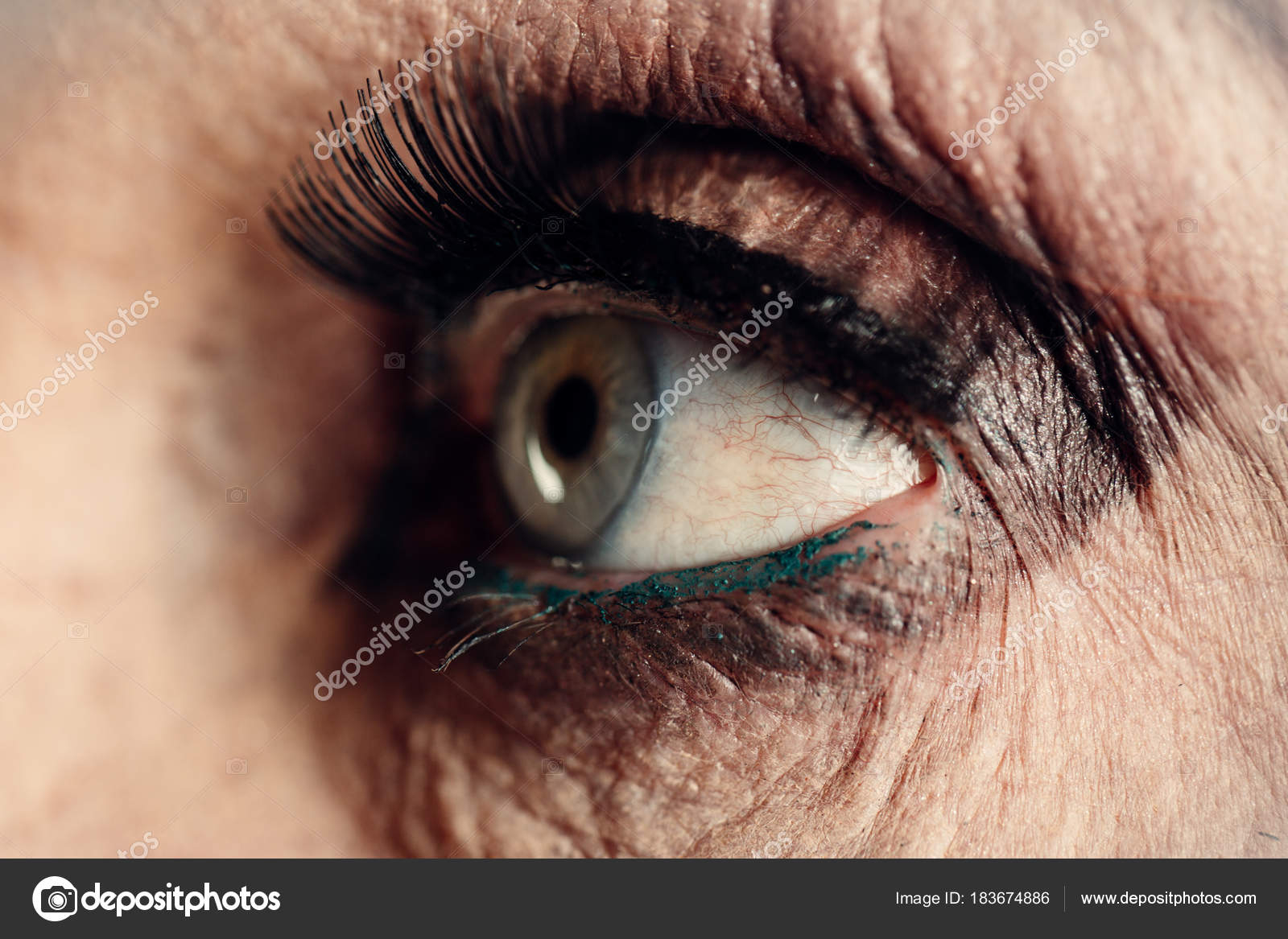 Eye Makeup For Older Women Old Woman Eye Makeup Older Women Mascara Blue Eyes Wrinkles Stock