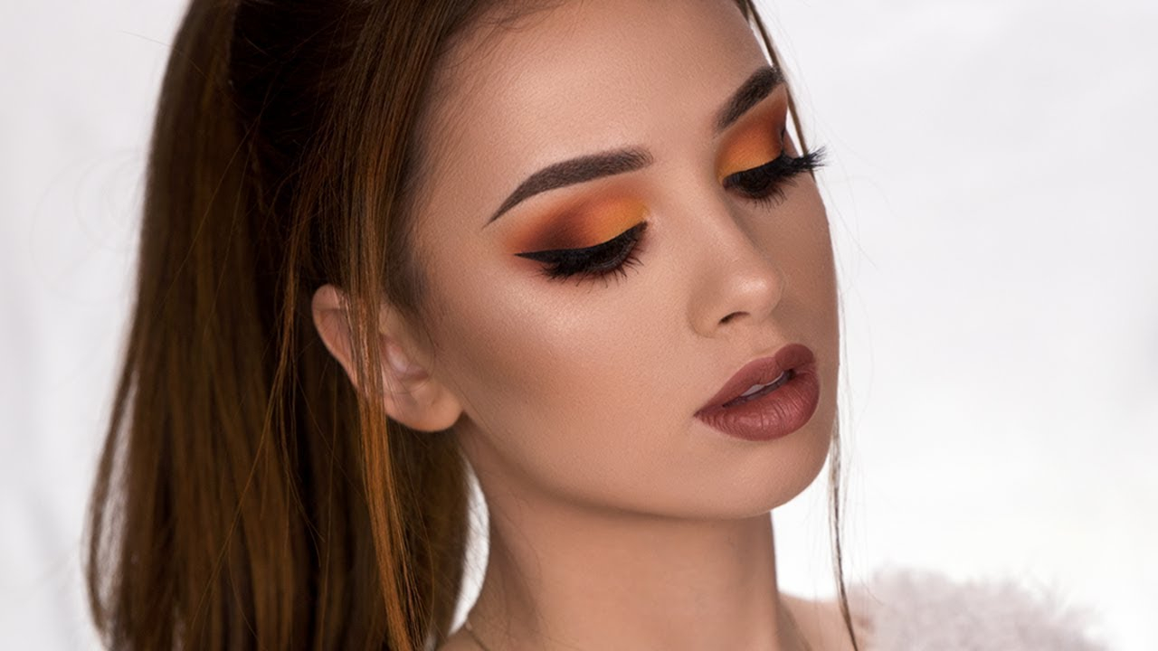 Eye Makeup For Orange Lips Fall Inspired Makeup Tutorial Matte Brown Orange Smokey Eye