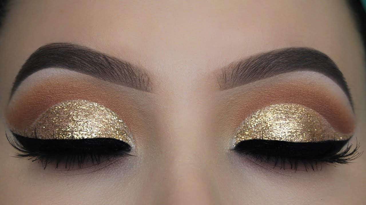 Eye Makeup Glitter Crystal Gold Glitter Eye Makeup Tutorial Youtube