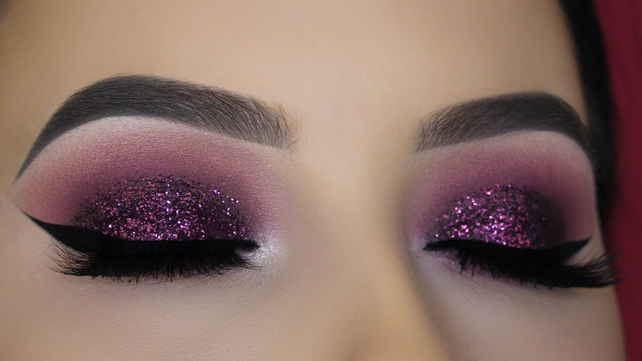 Eye Makeup Glitter Purple Mauve Glitter Eye Makeup Tutorial Youtube