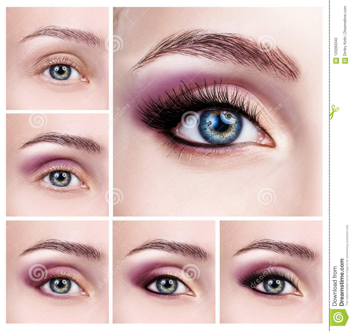 Eye Makeup Pics Step By Step Collage Of Female Eyes With Makeup Steps Stock Photo Image Of