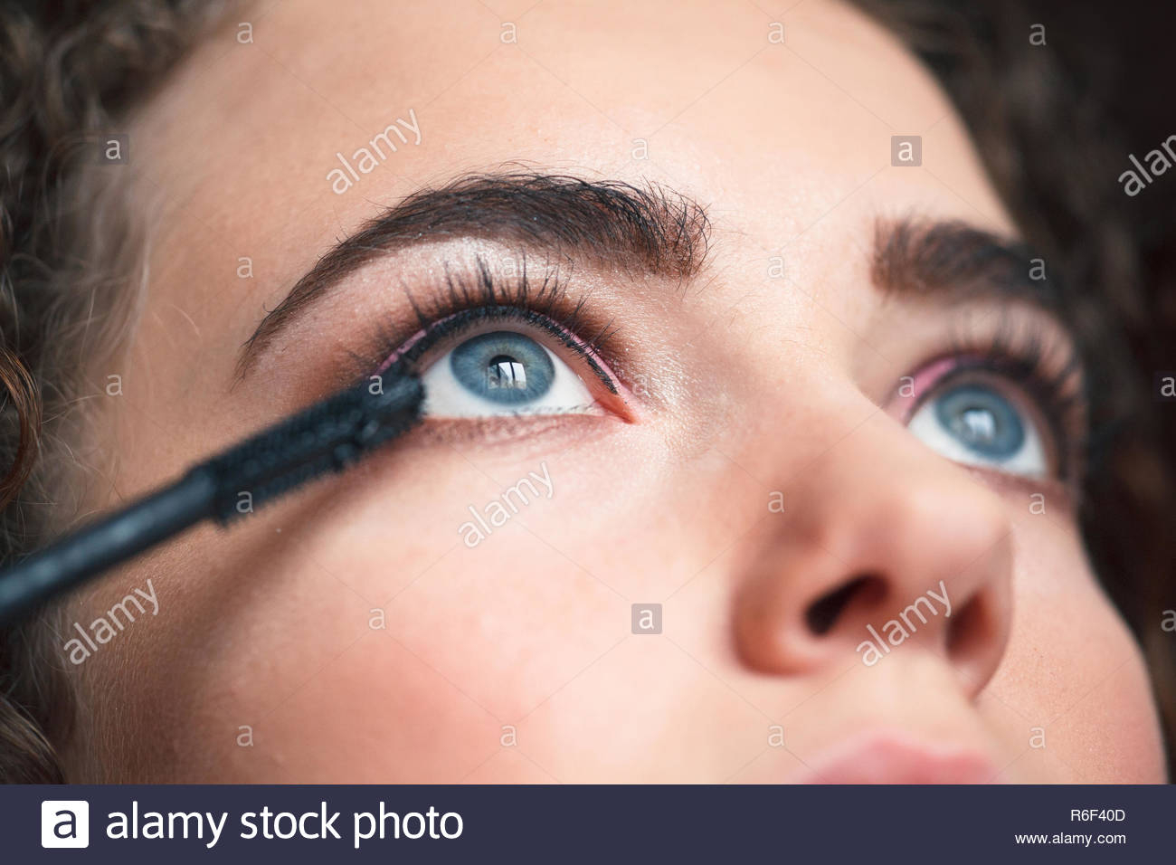Eye Makeup Procedure Closeup Of Makeup Artist Applying Smokey Eyes Makeup Eyelash