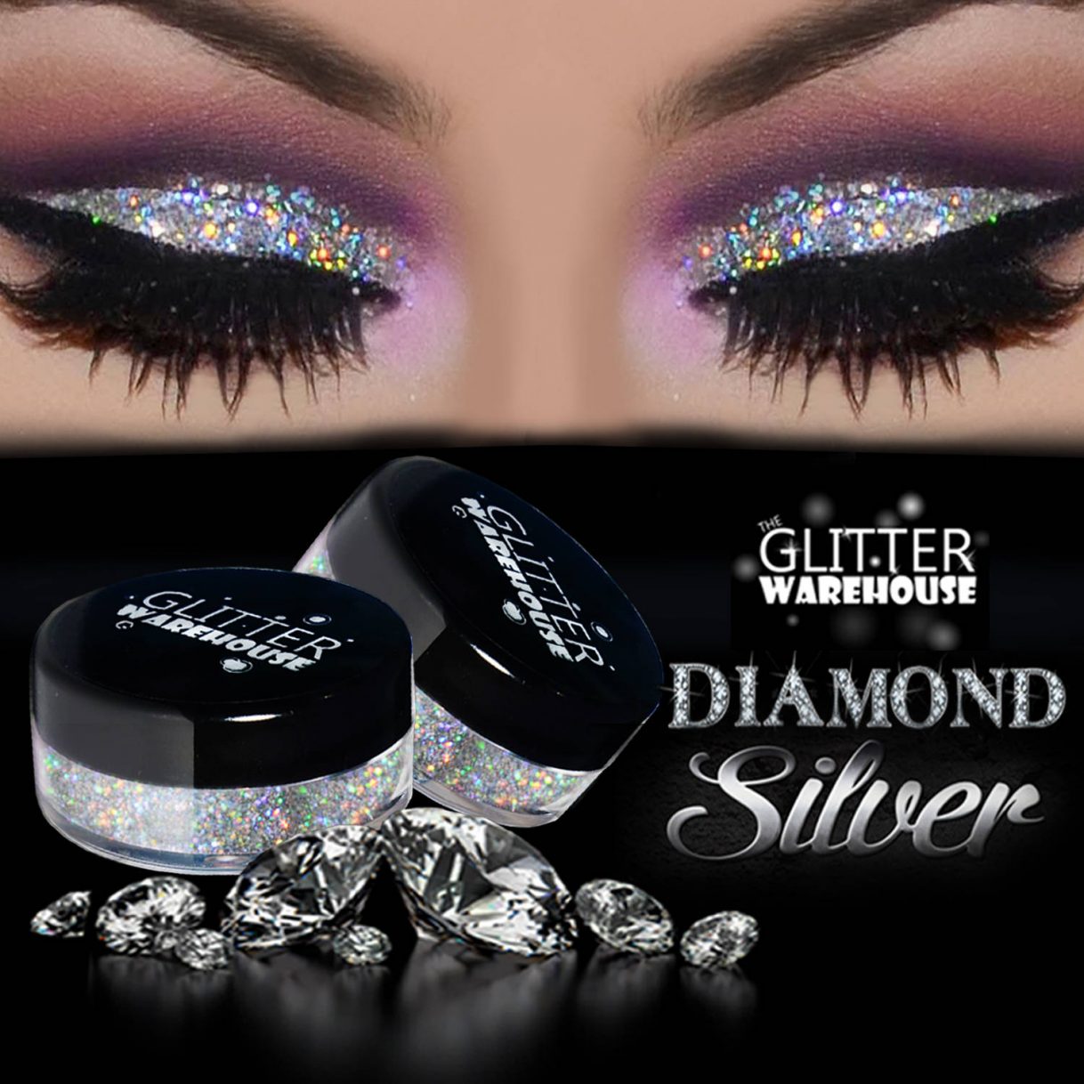 Eye Makeup Purple And Silver Glitterwarehouse Diamond Silver Holographic Cosmetic Grade Etsy