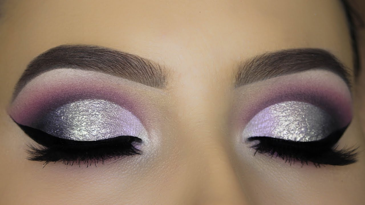 Eye Makeup Purple And Silver Purple Silver Glam Cut Crease Tutorial Youtube