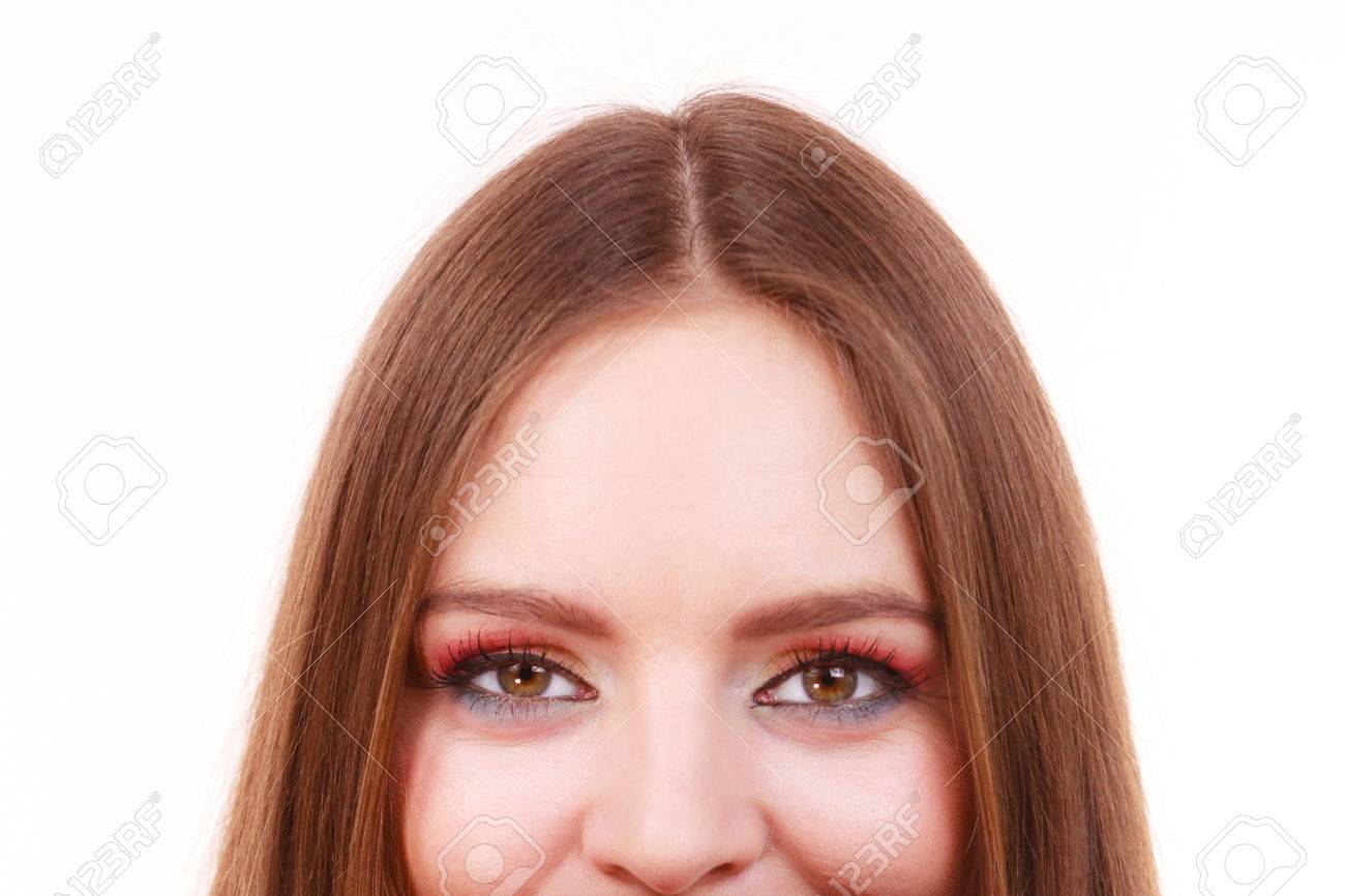 Eye Makeup Summer Woman Face Colorful Bright Eye Makeup Summer Time Stock Photo