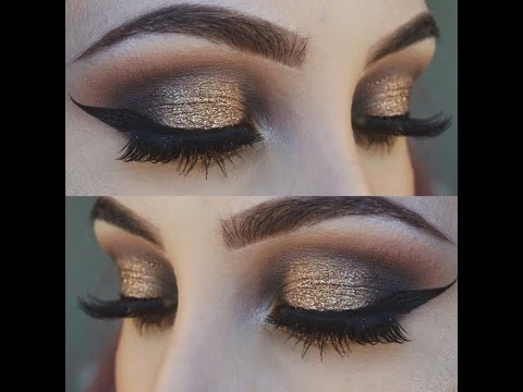 Eye Makeup Tutorial For Black Eyes Gold And Black Smokey Eye Makeup Tutorial Glittery Smokey Eye
