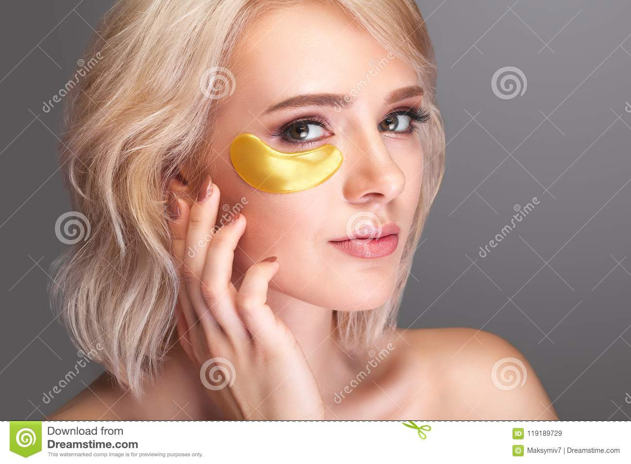 Eye Makeup Under Mask Woman Beauty Face With Mask Under Eyes Beautiful Female With Na