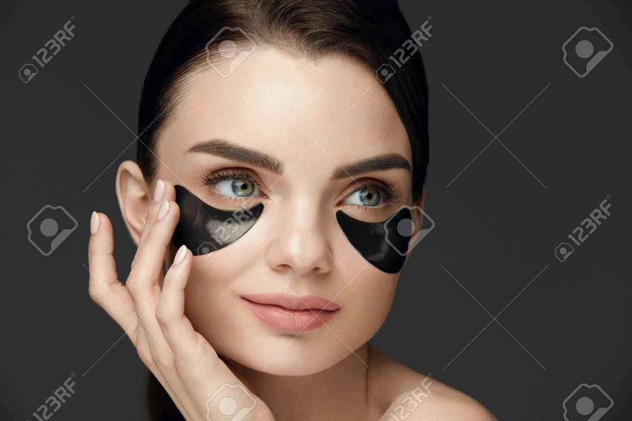 Eye Makeup Under Mask Woman Beauty Face With Mask Under Eyes Beautiful Girl With Natural