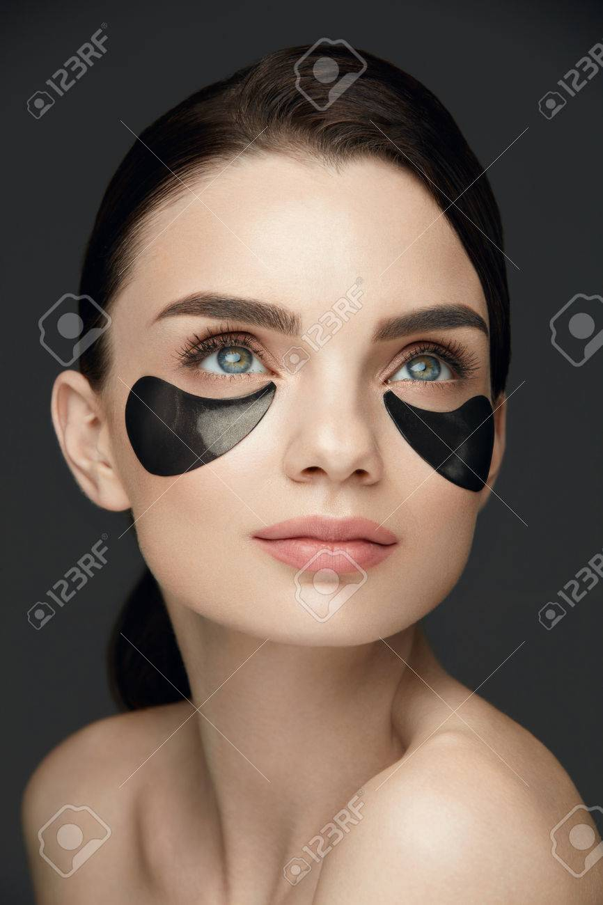 Eye Makeup Under Mask Woman Beauty Face With Mask Under Eyes Beautiful Girl With Natural