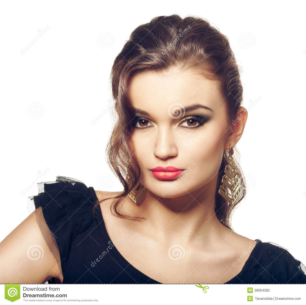 Eye Makeup With Black Dress Fashion Girl Portrait In Black Dress Stock Photo Image Of Girl