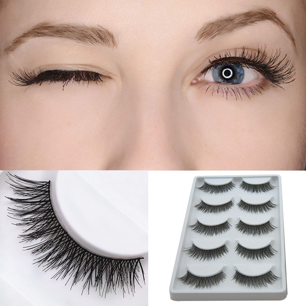 Eye Makeup With Fake Eyelashes Micelec 5 Pairs Cross Lengthen False Eyelashes Natural Looking Fake