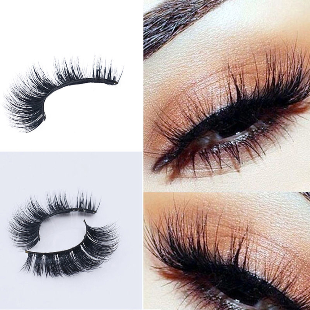 Eye Makeup With Fake Eyelashes Natural Thick False Fake Eyelashes Lady Long Curl Eye Lashes Makeup