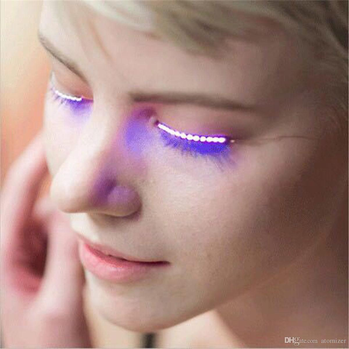 Eye Makeup With Fake Eyelashes Releases Halloween Led Strips False Eyelash Sticker 3d Led Lashes